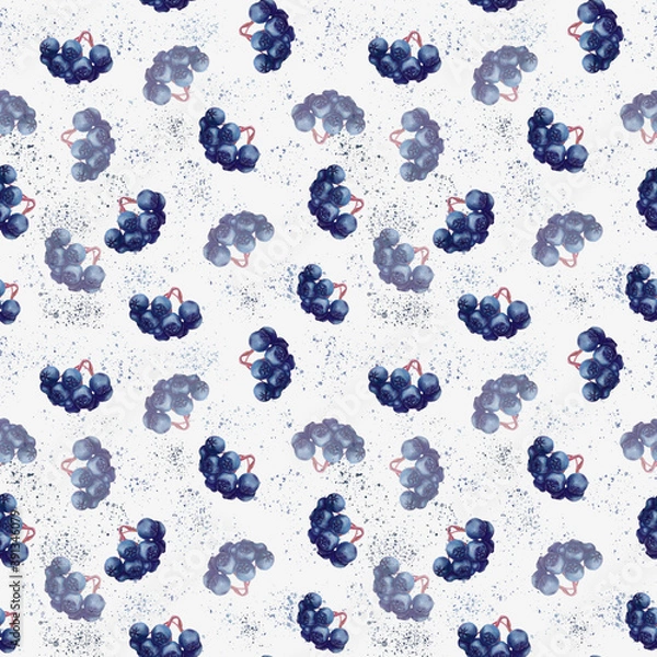 Obraz Off-white seamless pattern with blue aronia berry 