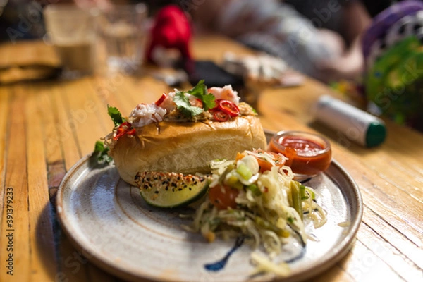 Obraz lobster roll and salad