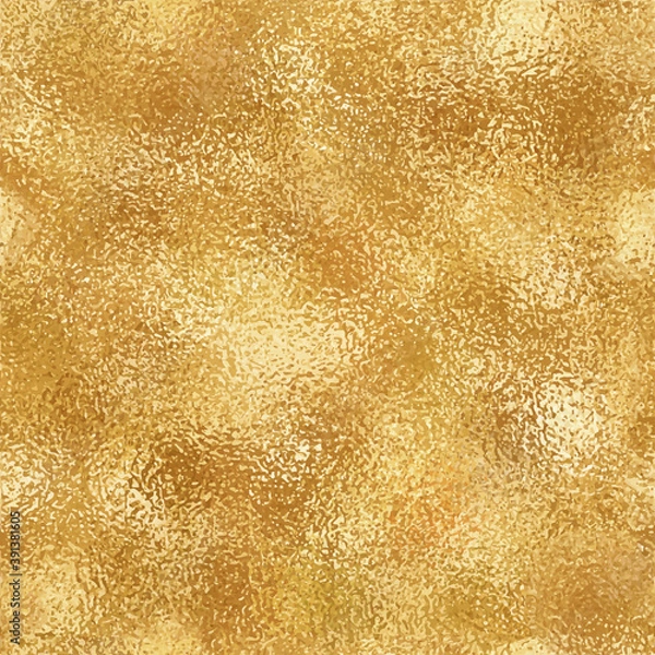 Fototapeta Shiny gold foil seamless pattern. Bright metallic background texture. Smooth glitter surface backdrop for elegant wedding invitation or festive christmas card.
