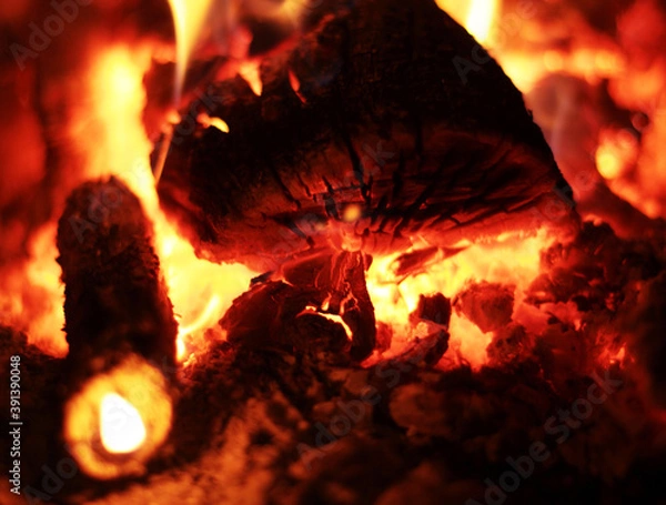 Obraz Burning fire wood. Background