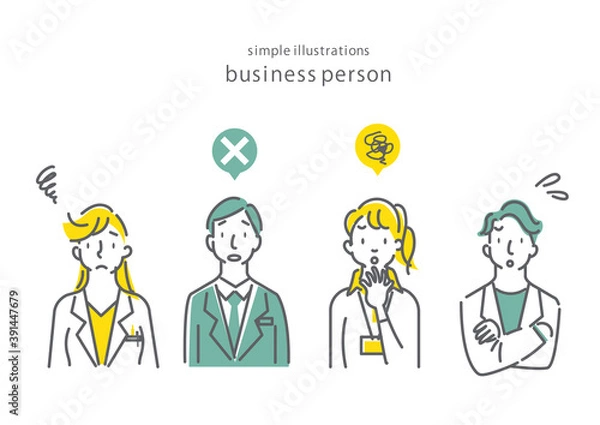 Obraz ビジネスパーソンのシンプルイラスト　シンプルな線画