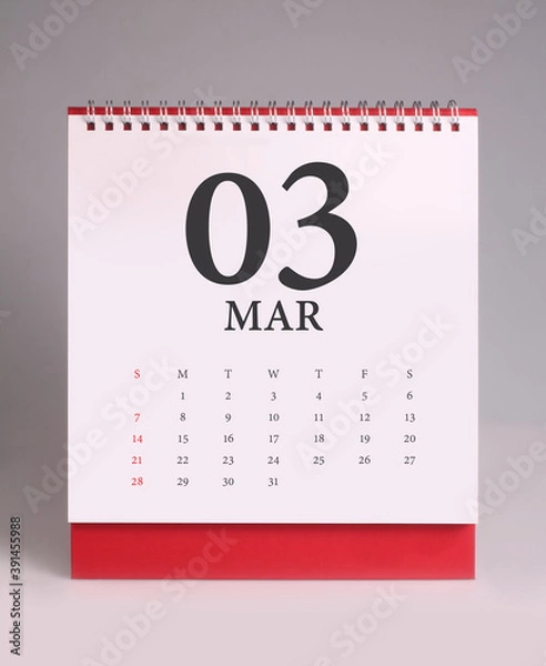 Fototapeta Simple desk calendar 2021 - March