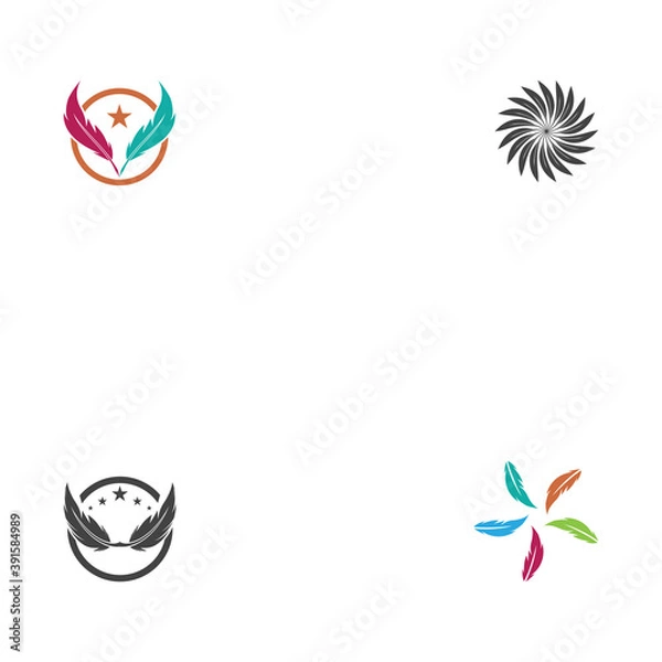 Fototapeta Set Feathers Logo Template vector symbol