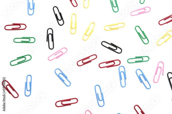 Obraz colored paperclips isolated on white