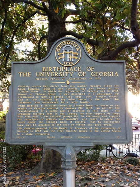 Obraz Birthplate University of Georgia Placard