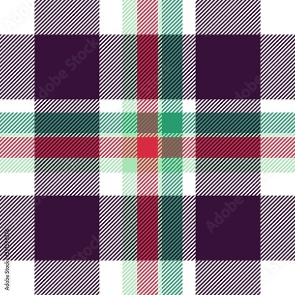 Fototapeta Tartan seamless plaid pattern illustration in red, green, purple and white combination for textile design