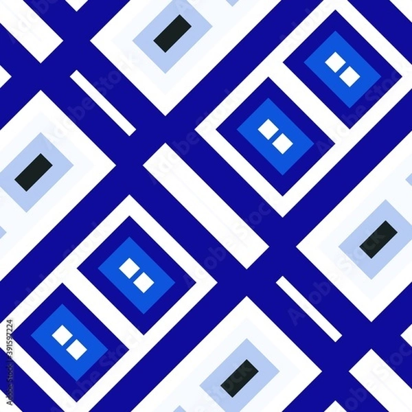 Fototapeta Modern bright geometric seamless pattern. Imposing blue colored infinite backdrop