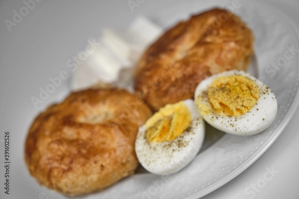 Fototapeta Boyoz, egg and cheese close-up details