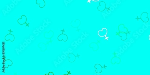 Fototapeta Light Green vector pattern with feminism elements.