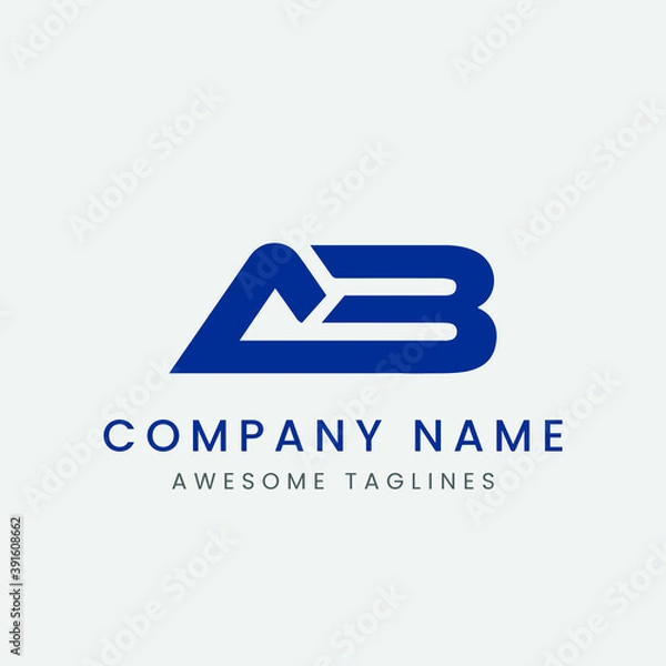 Fototapeta AB letter logo. A, B, BA vector logo template design