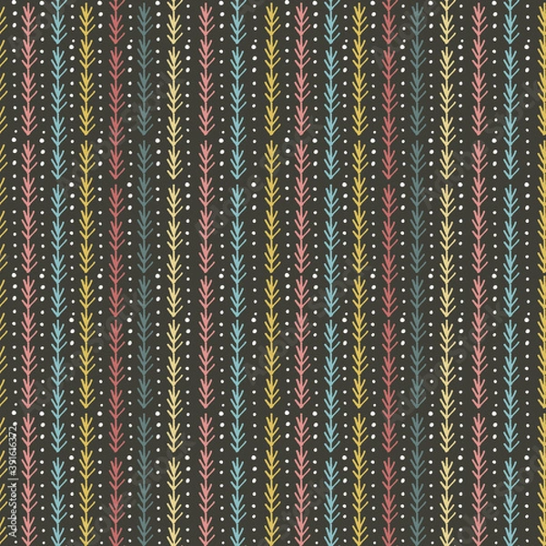 Fototapeta Doodle lines on dark background seamless pattern