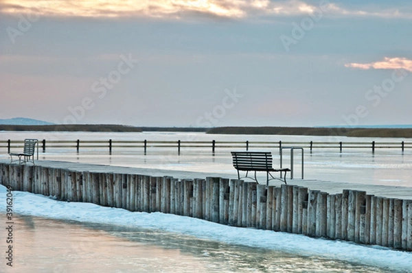 Obraz Leere Bank im Winter