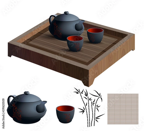 Obraz Chinese teapot and cups