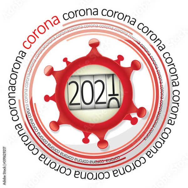 Obraz corona virus logo ilustration turning from 2020 to 2021