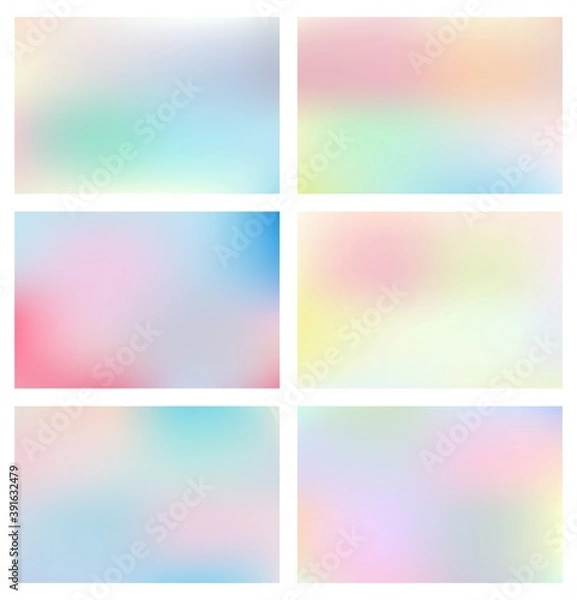 Fototapeta Set of bright smooth and blurry colorful gradient mesh