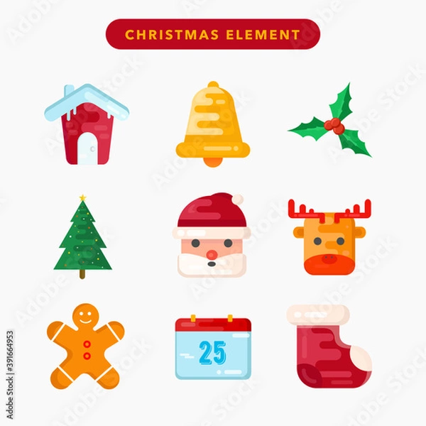 Obraz Christmas element icon set