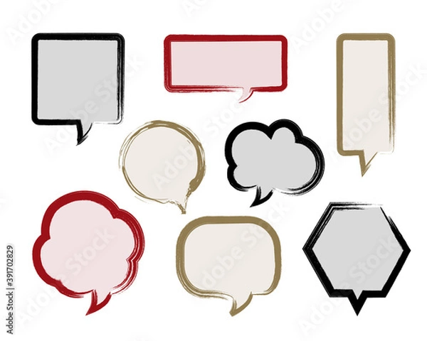 Obraz 筆で書いたような和風吹き出し素材セット