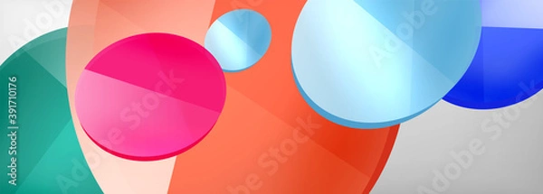 Fototapeta Abstract glossy round shapes vector background. Vector futuristic illustration for covers, banners, flyers and posters and other