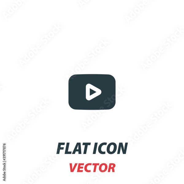 Fototapeta multimedia player icon in a flat style. Vector illustration pictogram on white background. Isolated symbol suitable for mobile concept, web apps, infographics, interface and apps design