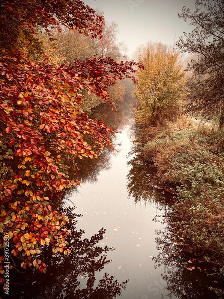 Fototapeta sunset over the river