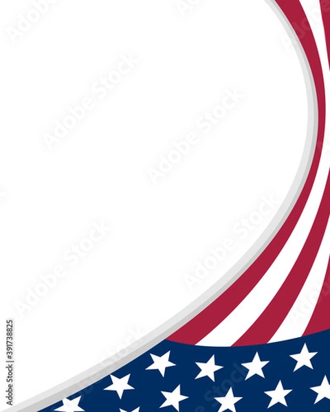 Fototapeta American abstract flag corner patriotic border frame with an empty space for text.	