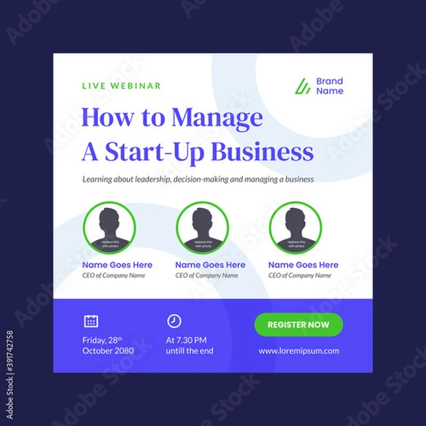 Fototapeta webinar poster design template vector