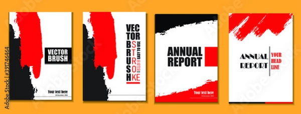 Fototapeta Set of flyer or poster or banner or template with grunge brush background. Black and red paint background. Can be used for any design like template, banner, poster, flyer, social media post, etc.