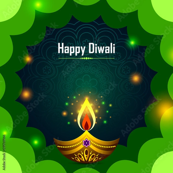 Fototapeta Happy Diwali festival, background, vector illustration, sale banner