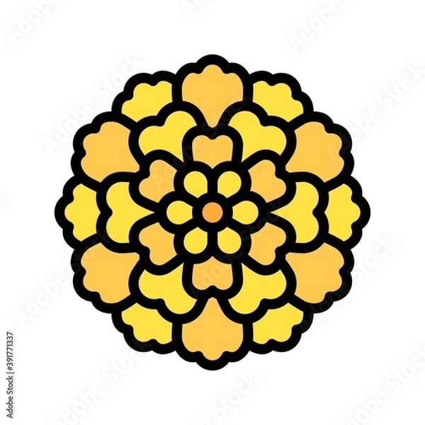 Fototapeta dia de los or muertos related muertos marigold flower vector with editable stroke,