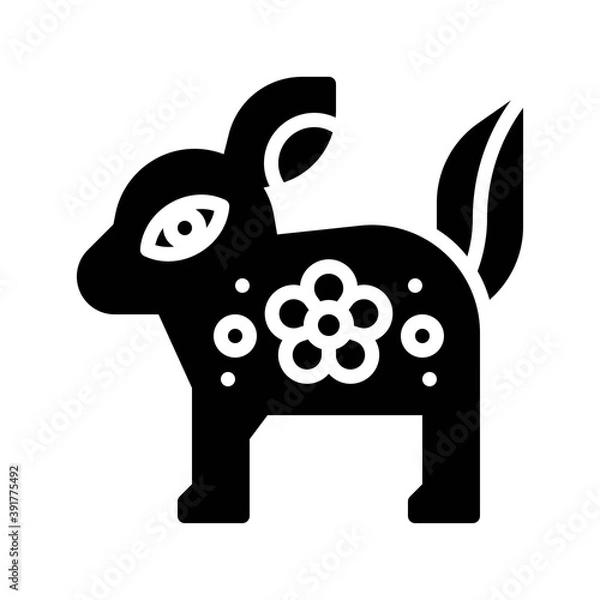 Fototapeta dia de los or muertos related muertos alebrije with flower vector in solid design,