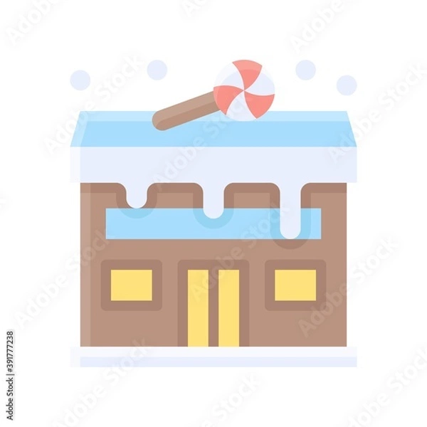 Fototapeta snow town in winter related candy house building with ice and windows vectors in flat style,