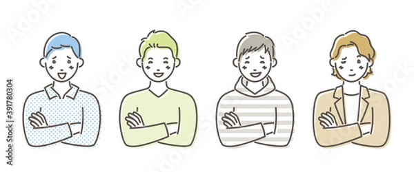 Obraz 腕組みする男性のイラストセット