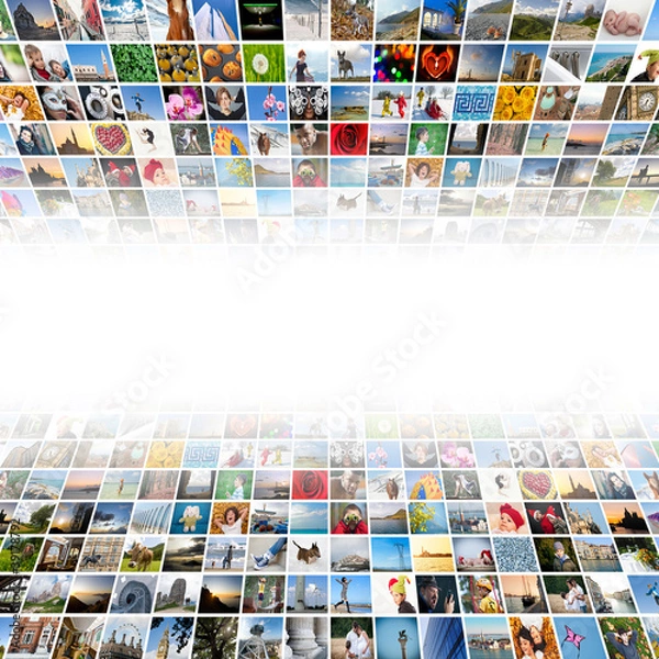 Fototapeta Abstract multimedia background made by different images.