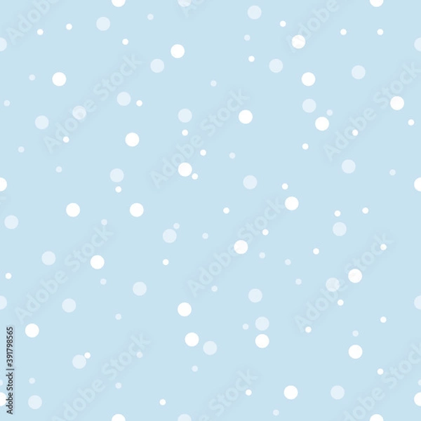 Fototapeta Vector baby blue snowfall seamless pattern background.