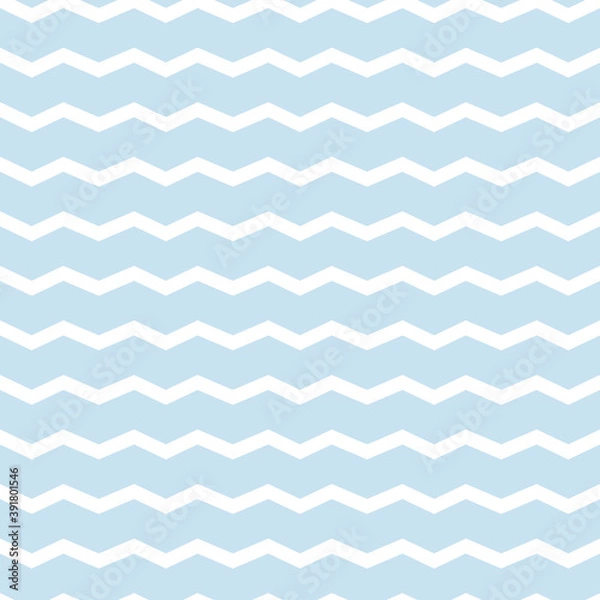 Fototapeta Vector baby blue zigzag geometric seamless pattern background.