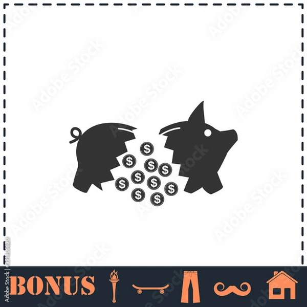 Obraz Piggy icon flat