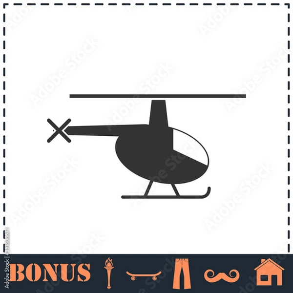 Obraz Helicopter icon flat