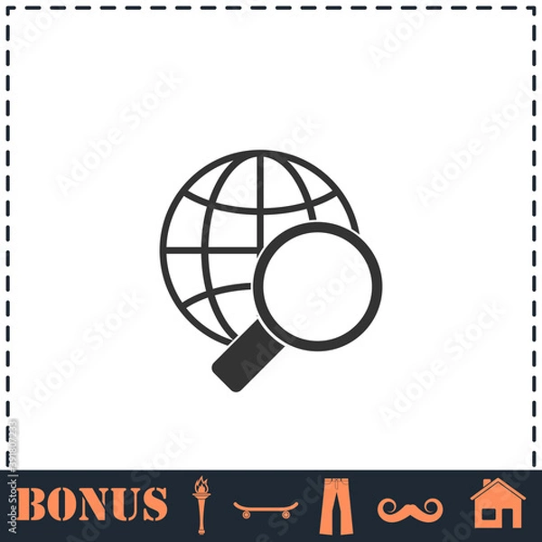 Fototapeta Magnify globe icon flat