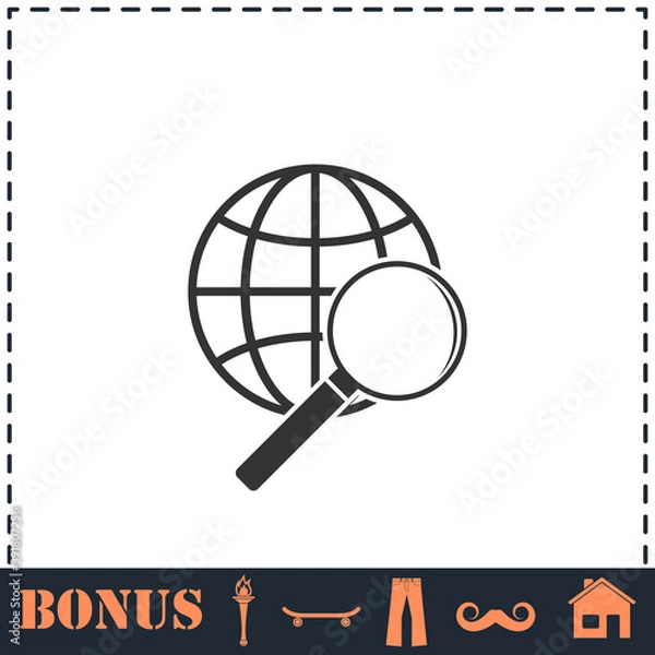 Fototapeta Analyzing world icon flat