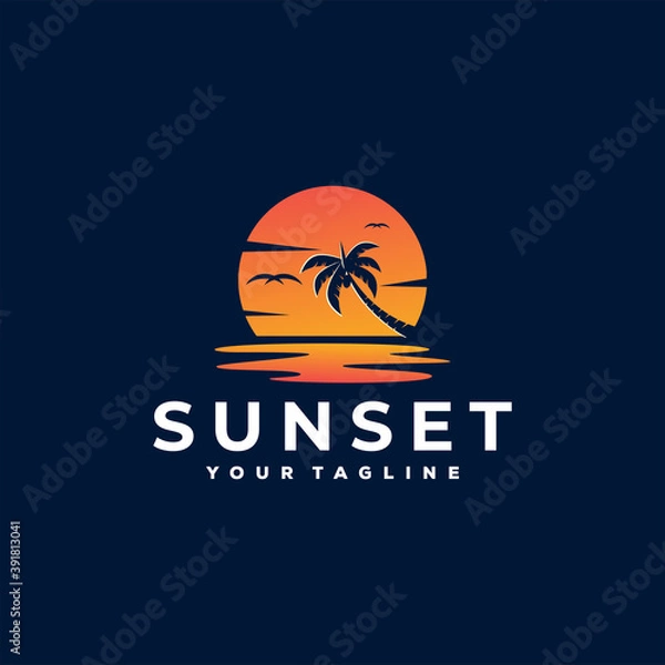 Fototapeta sunset ocean gradient logo design