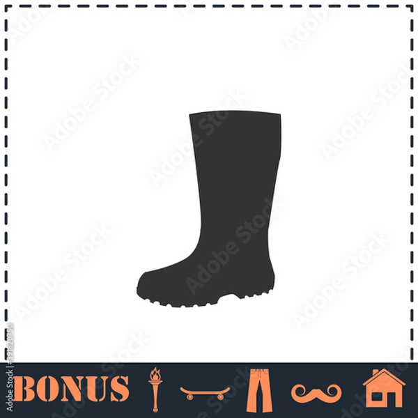 Fototapeta Rubber boots icon flat