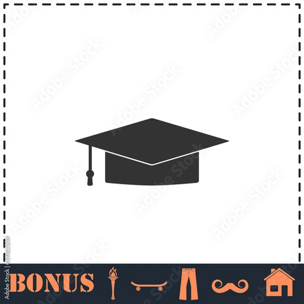 Fototapeta Graduation cap icon flat