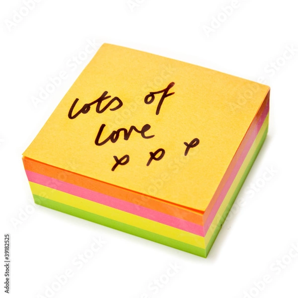 Fototapeta Post-it note isolated on a white studio background.