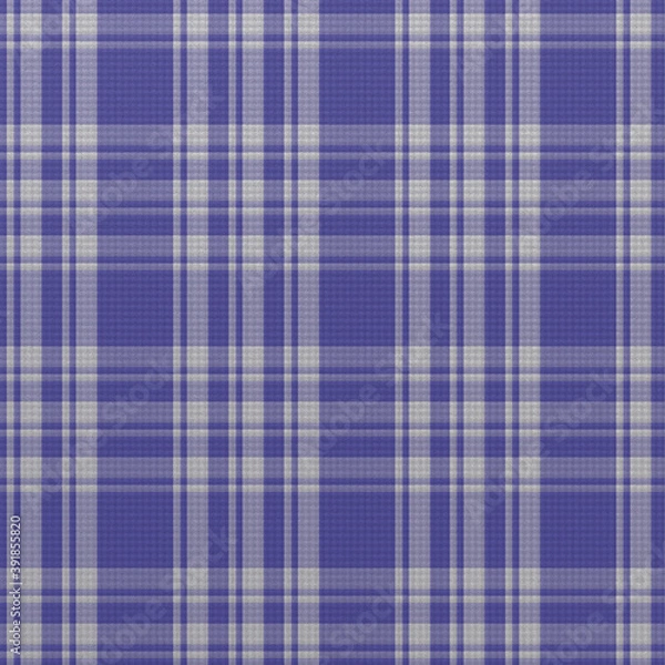 Obraz Cotton fabric background with blue and white check pattern, tablecloth texture. 3D-rendering