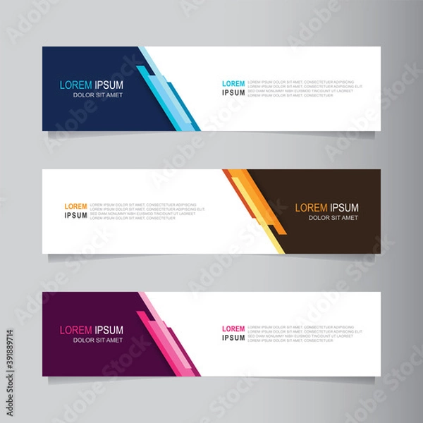 Fototapeta Vector abstract web banner design template. Collection of web banner template. Abstract geometric web design banner template. Header - landing page Web Design Elements