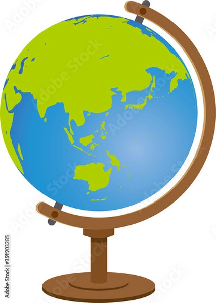 Fototapeta 横から見た地球儀のイメージイラスト