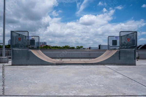 Obraz Empty Street Style Skatepark On A Sunny Day, In Singapore. Stock Photo.