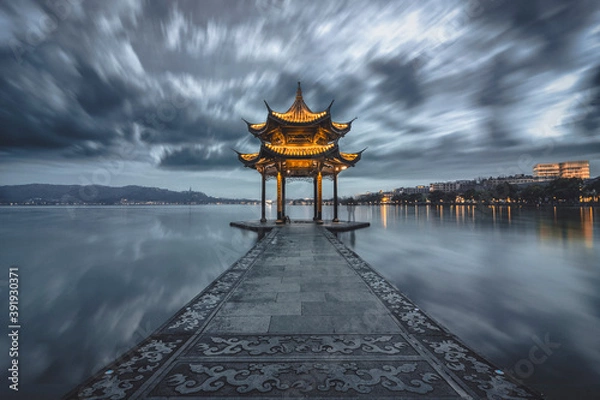 Obraz Pavilion close-up on the lake.