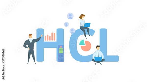 Fototapeta HCL, Hidden Costs and Losses. Concept with keywords, people and icons. Flat vector illustration. Isolated on white background.
