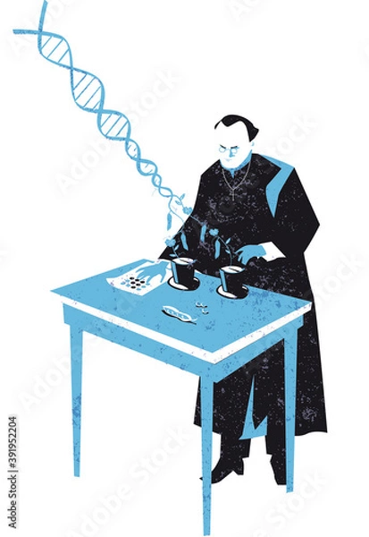 Fototapeta Gregor Mendel and the DNA sequencing discovery vector illustration